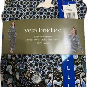 Vera Bradley Blue and Black Floral Cotton Pajama Set